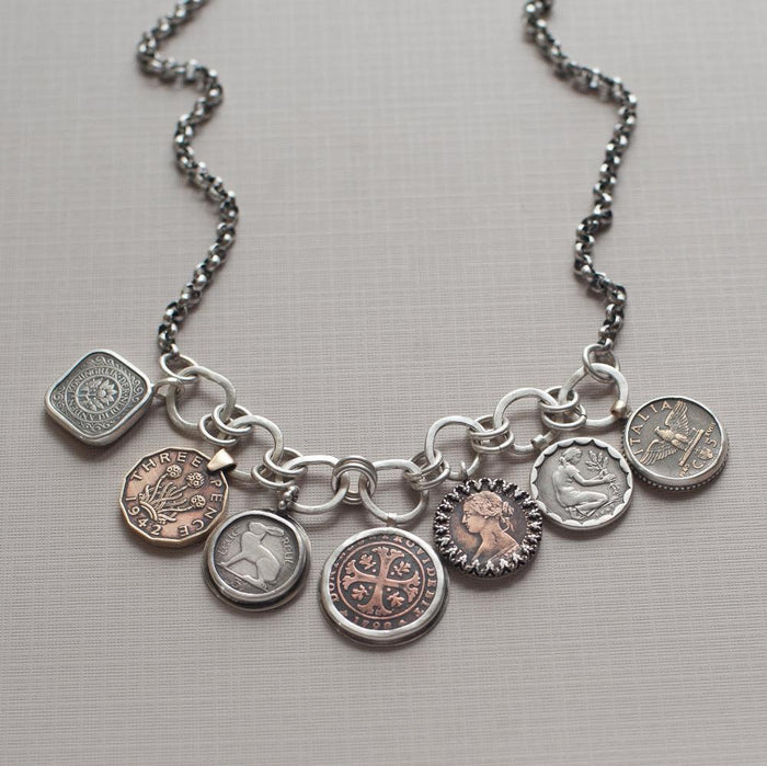 Family History Necklace-geneaology gift-coin necklace