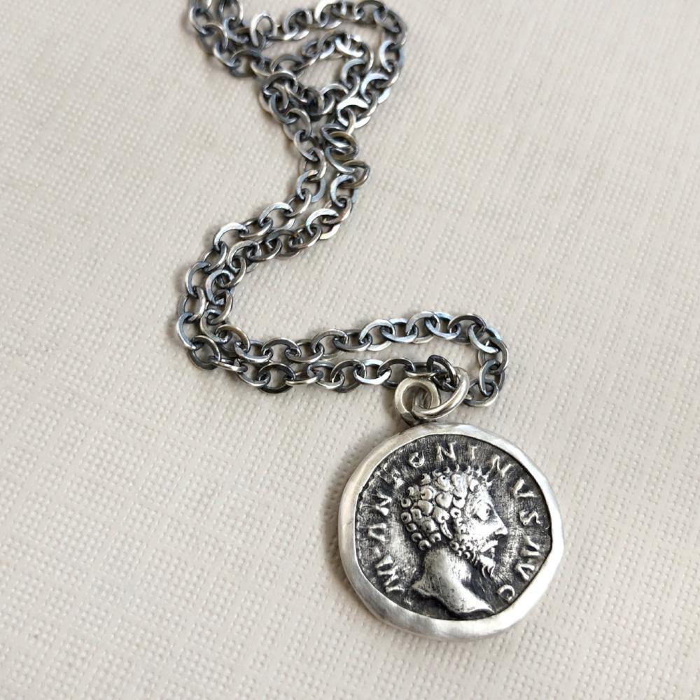 Marcus Aurelius roman coin necklace