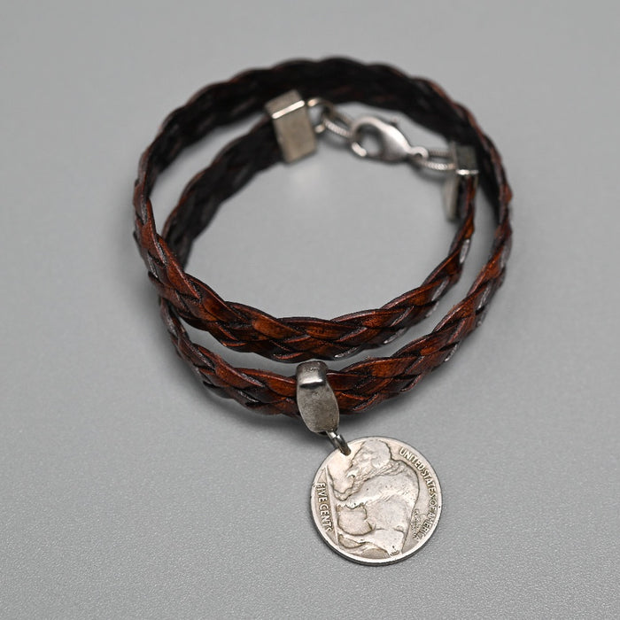 Leather Wrap Buffalo Nickel Bracelet