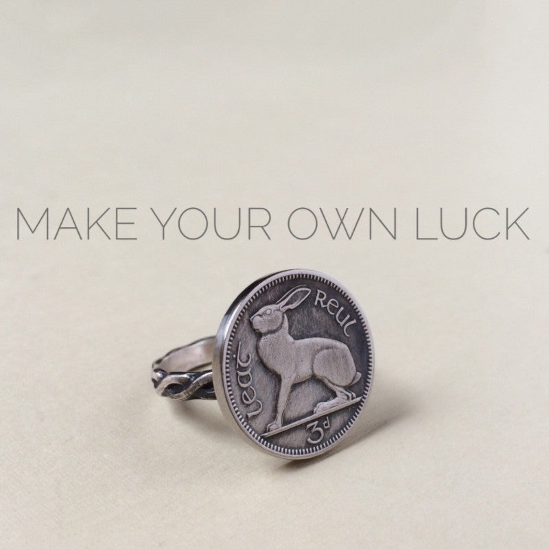 lucky rabbit ring-irish coin ring