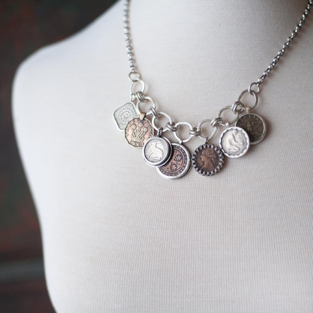 Family History Necklace-geneaology gift-coin necklace