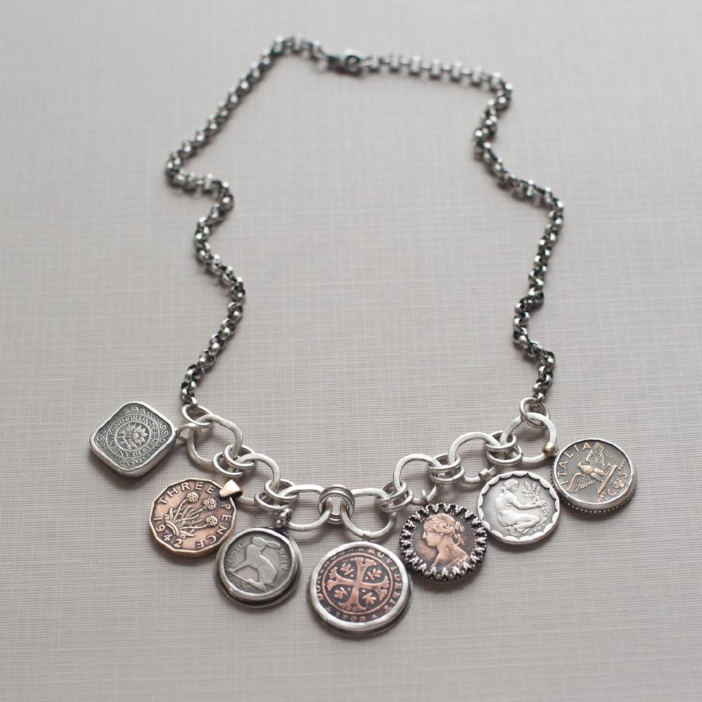 Family History Necklace-geneaology gift-coin necklace