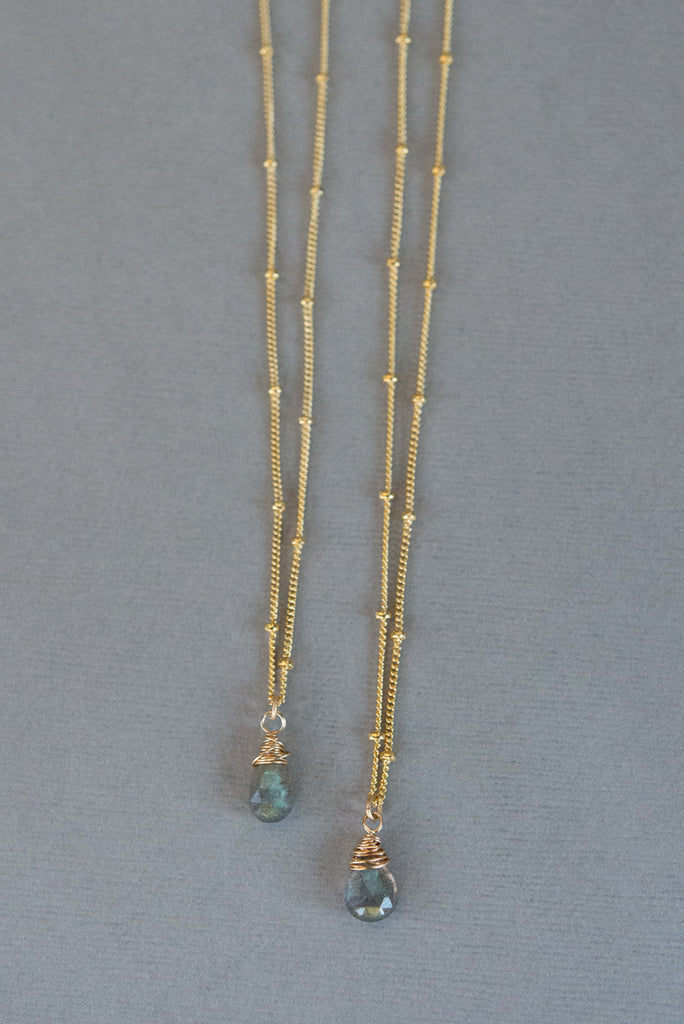 Labradorite & Gold Satellite Necklace
