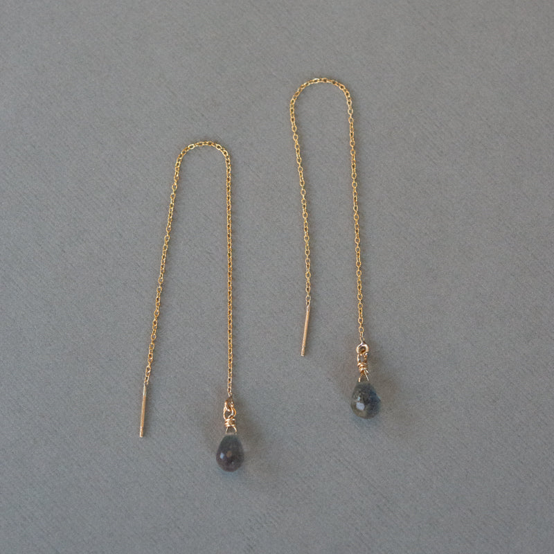 Labradorite & Gold Threader Earrings