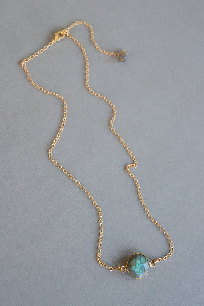 Labradorite Moon Necklace (in gold)