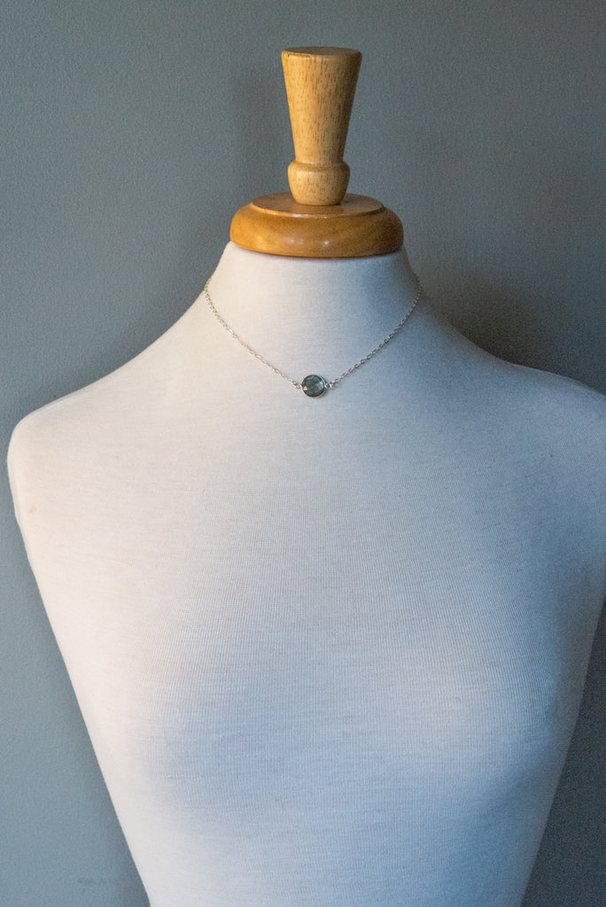 Labradorite Moon Necklace (in silver)