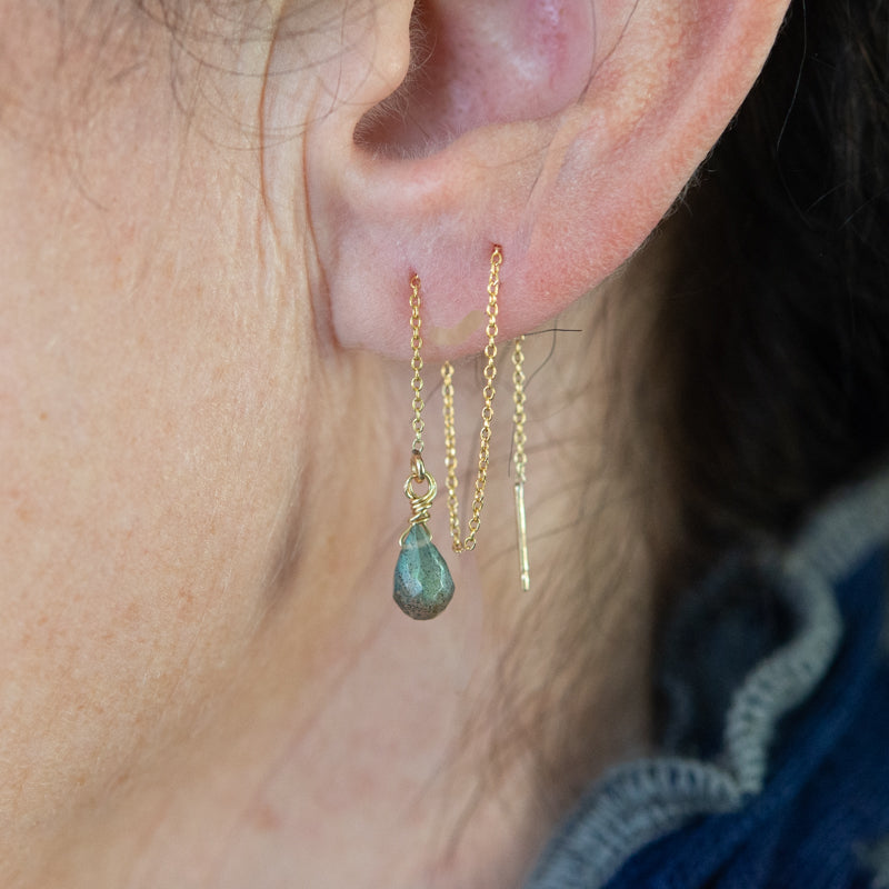 Labradorite & Gold Threader Earrings