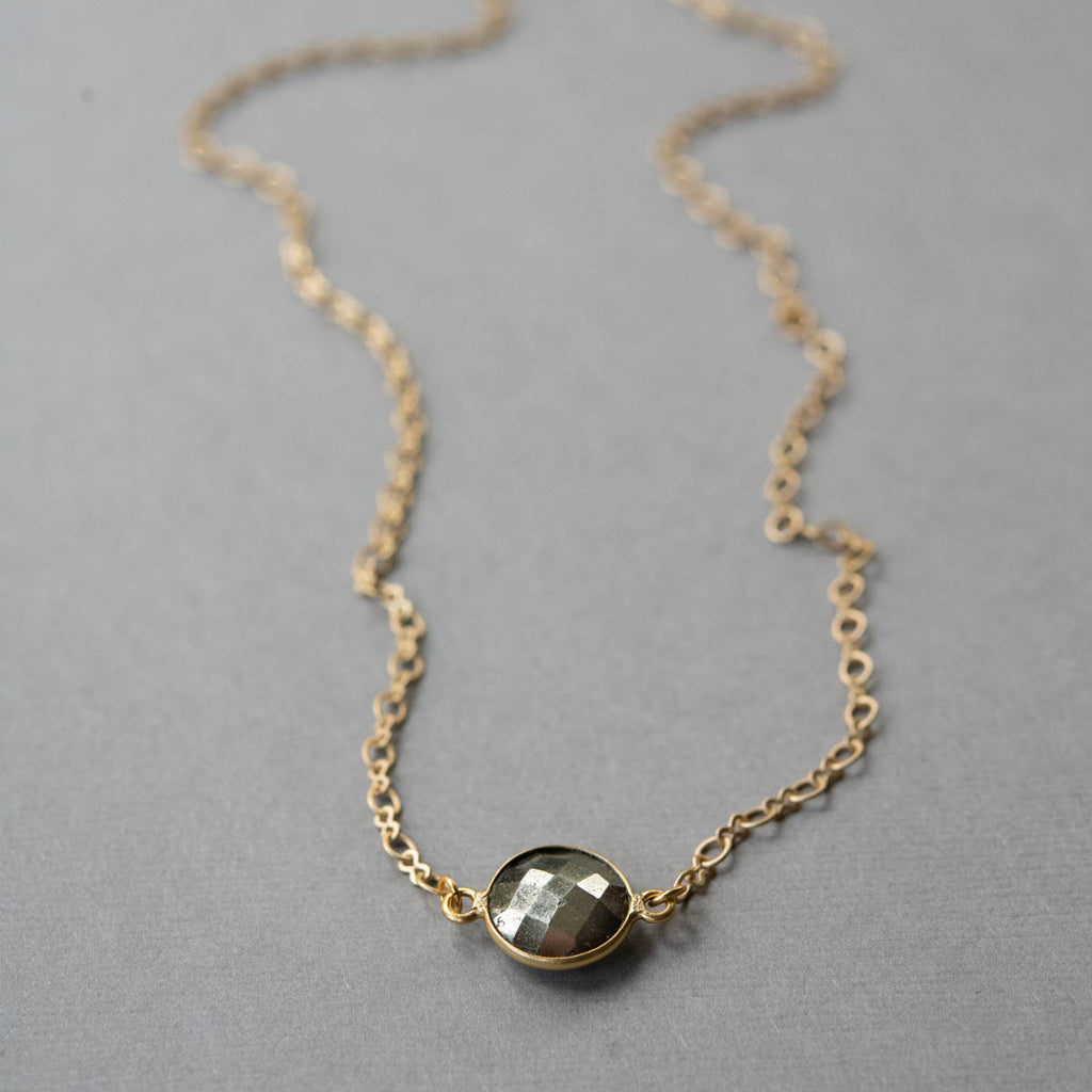 Pyrite Button Necklace