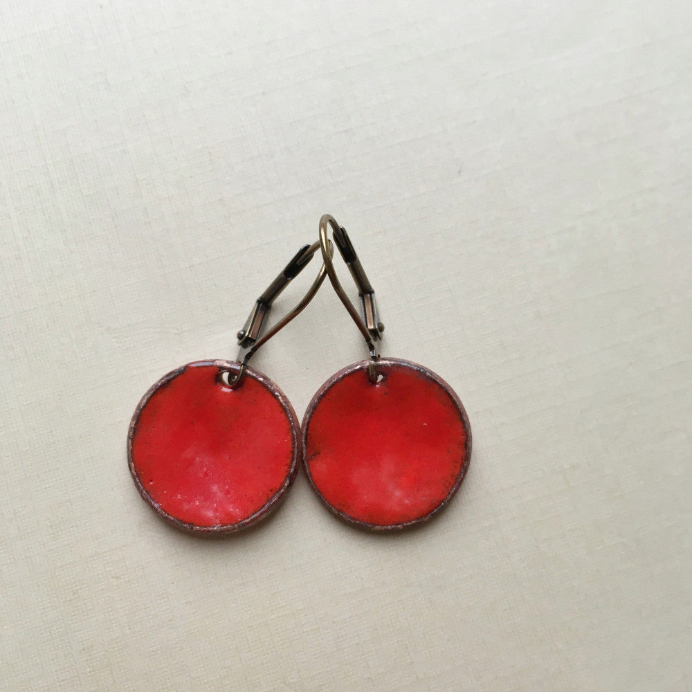 enameled penny earrings