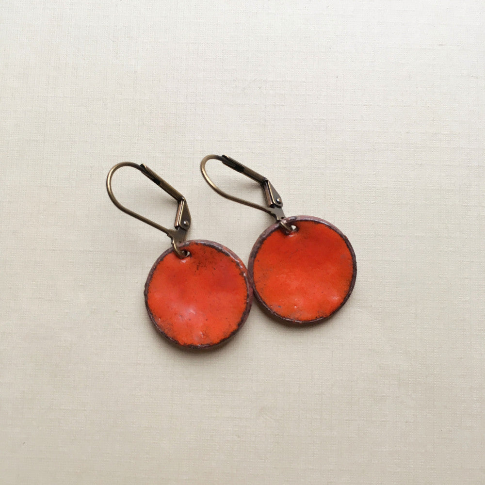 enameled penny earrings