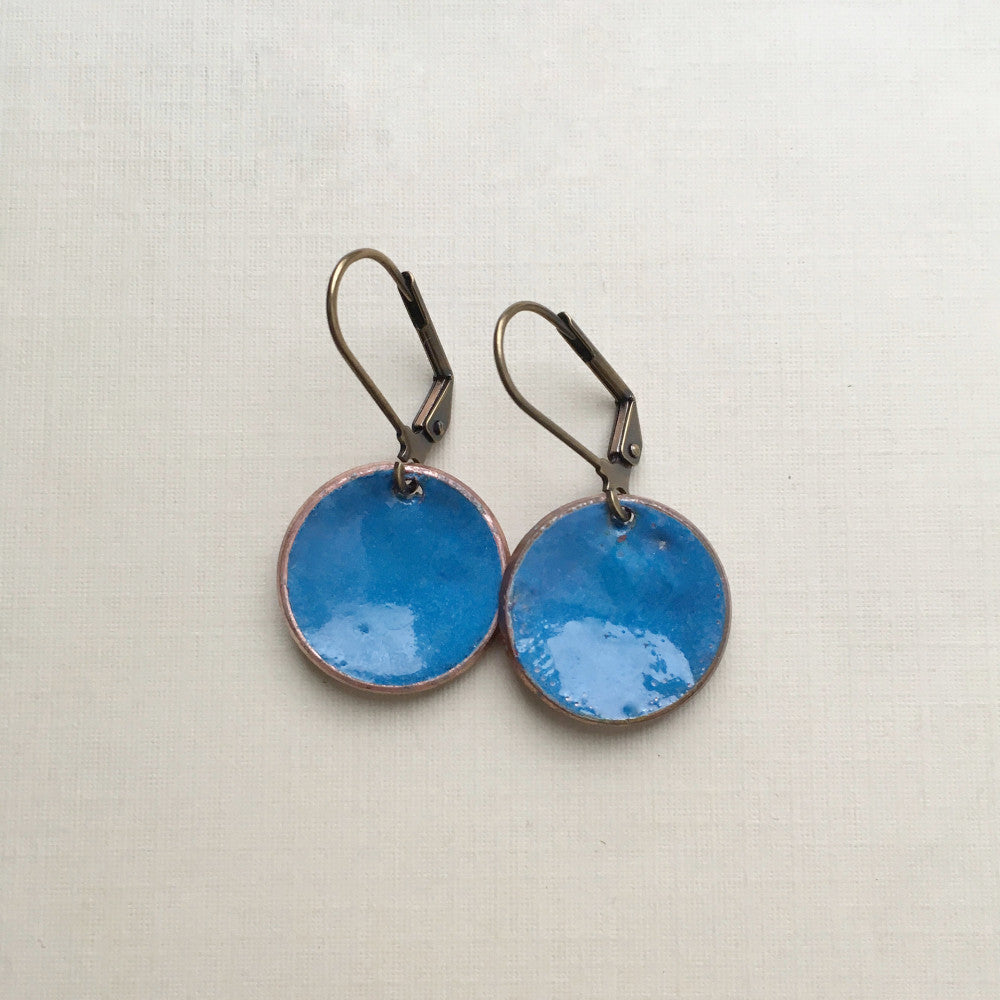 enameled penny earrings