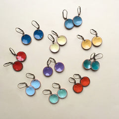 enameled penny earrings