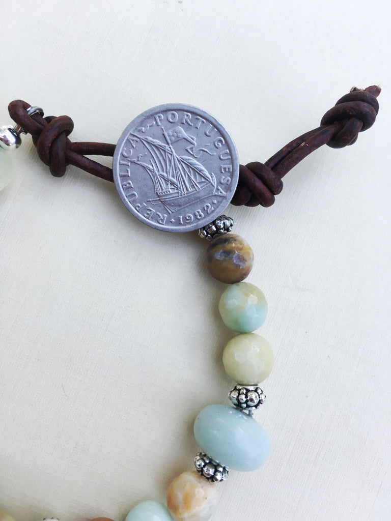 Amazonite Mantra Bracelet - Coin Bracelet 2