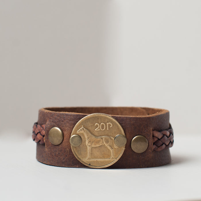 Irish Horse coin leather cuff