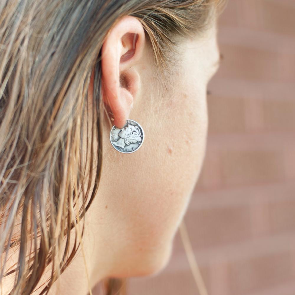 liberty dime earring