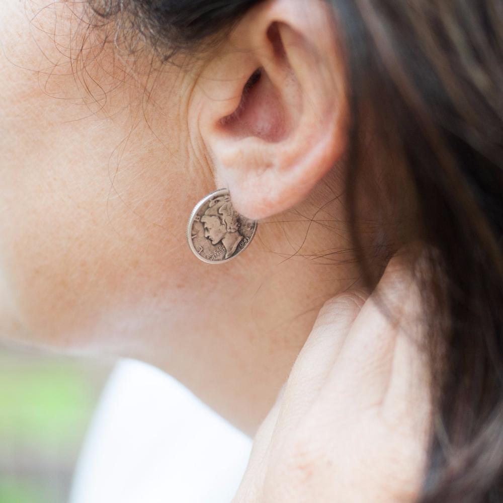 liberty dime earring