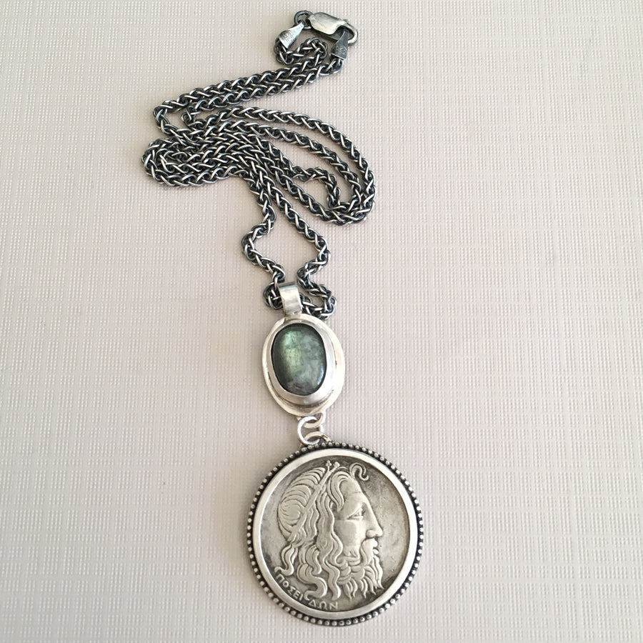 Greek God Poseidon Coin Necklace