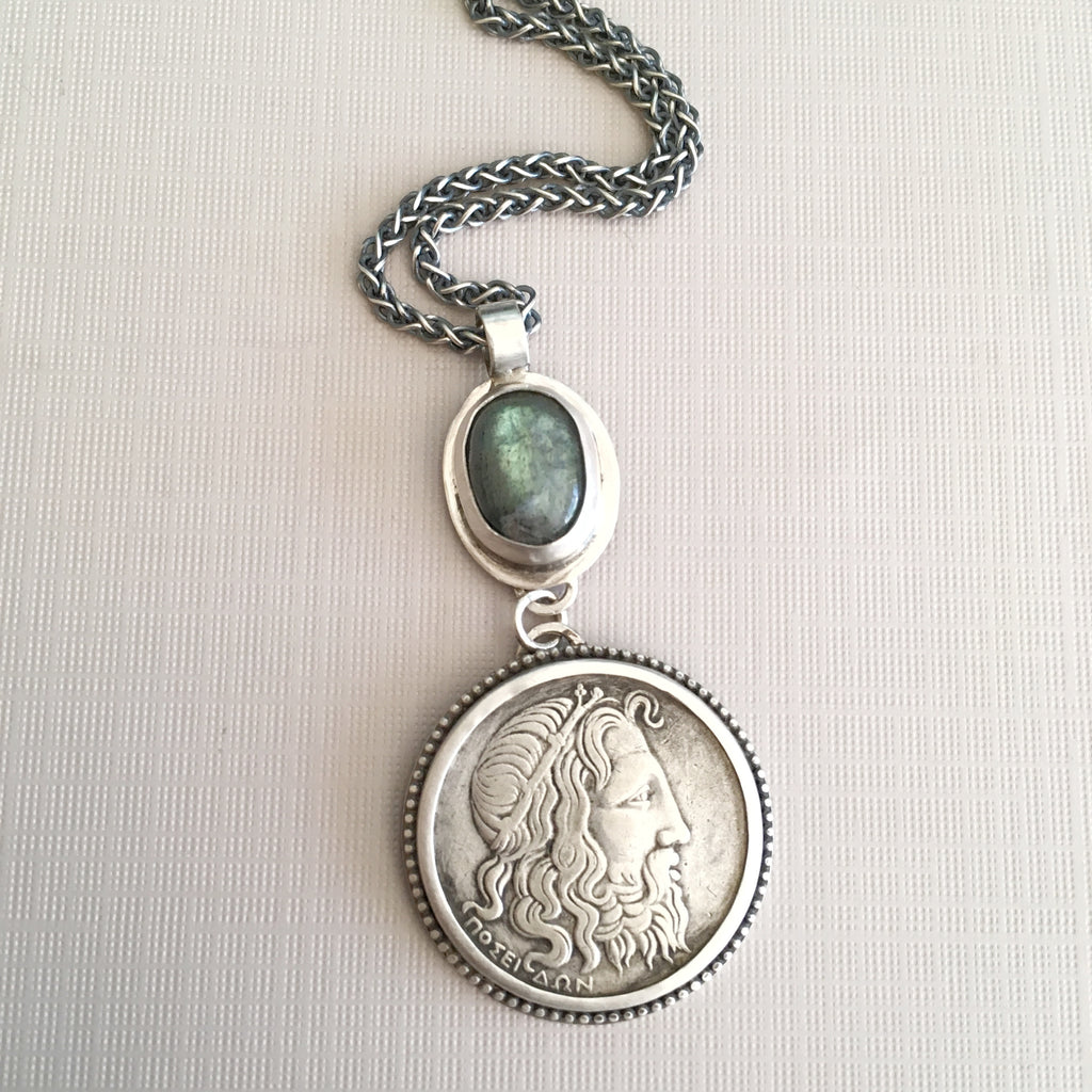 Greek God Poseidon Coin Necklace