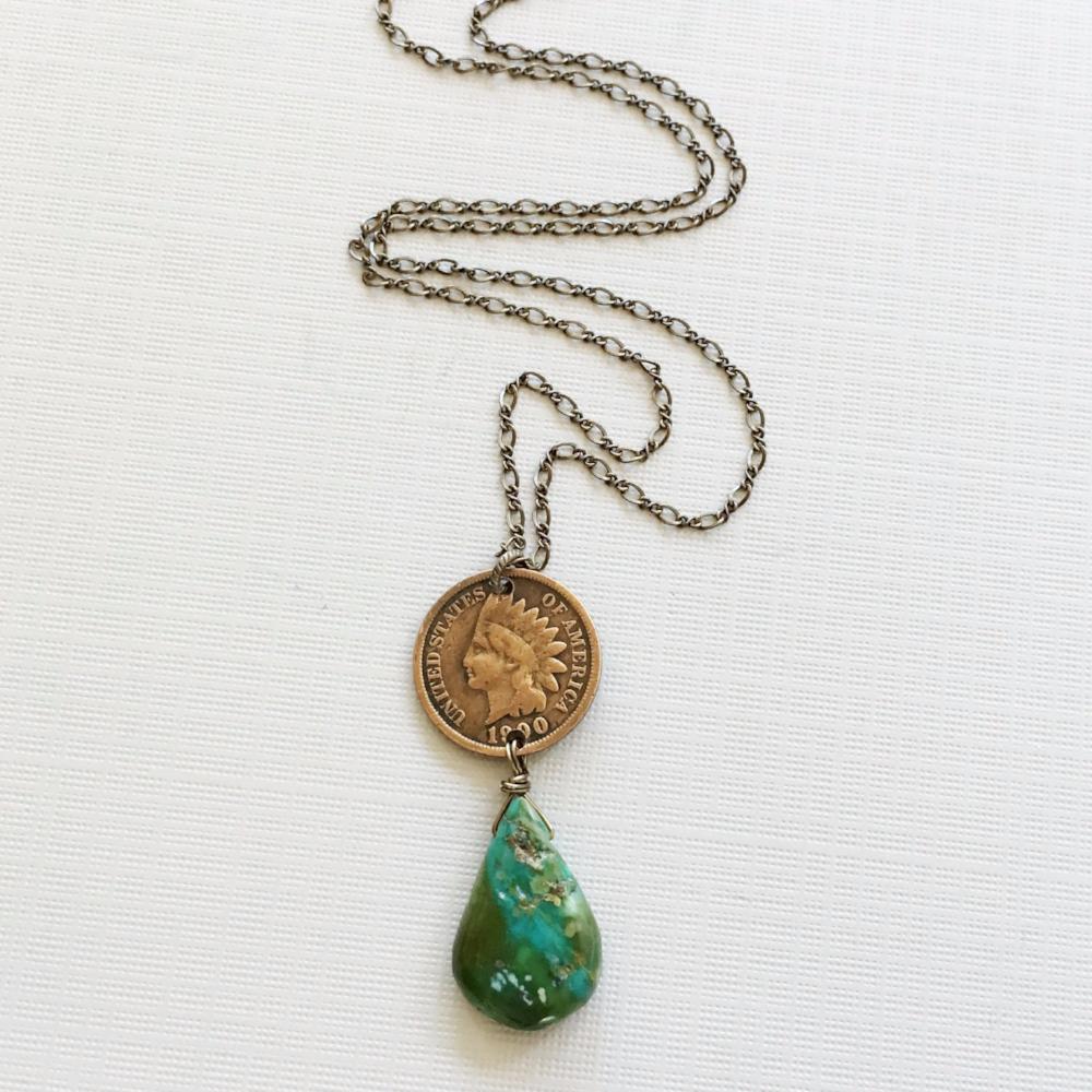 Indian cent turquoise necklace