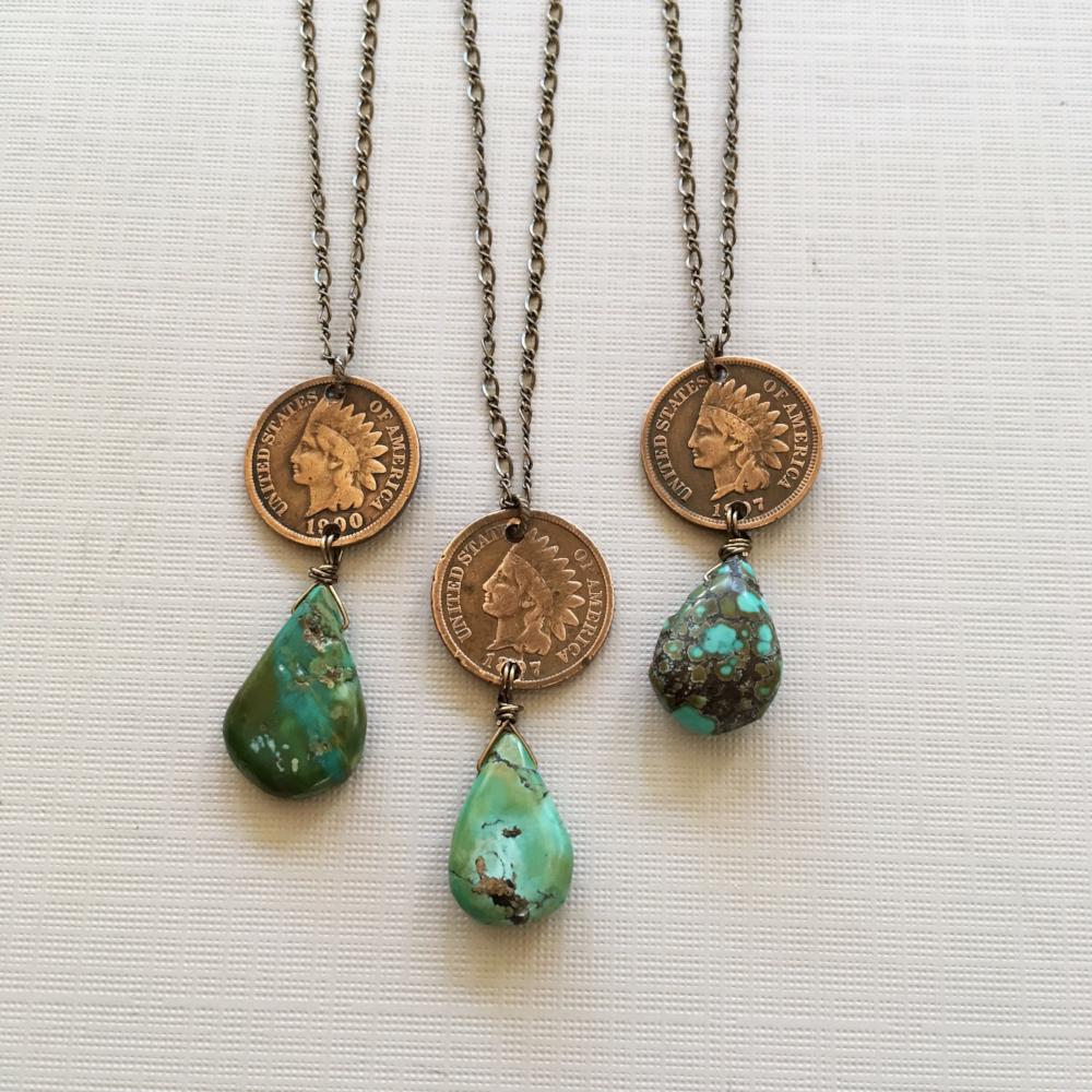 Indian cent turquoise necklace
