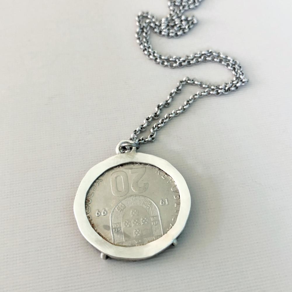 True North Compass coin necklace/portugal coin