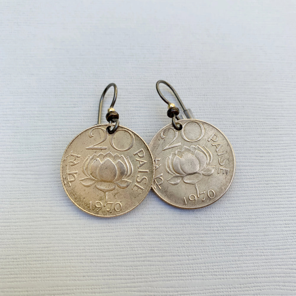 lotus coin earrings