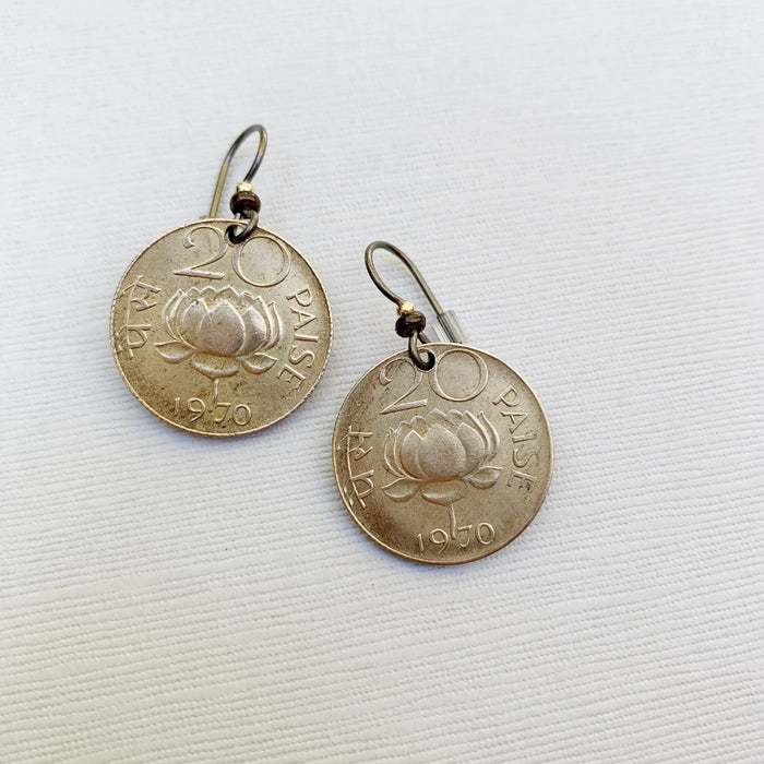Lotus coin earrings