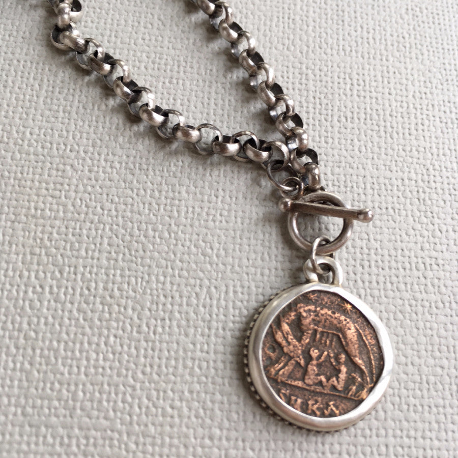 She-Wolf ancient Roman coin necklace